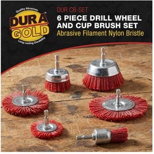 6 Piece Coarse Abrasive Nylon Bristle Cup Brush Set