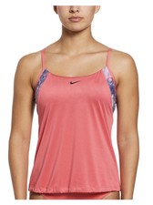 Nike Swim Layered Tankini Top Womens Small Coral Pink NESSD344-683