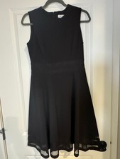 Women's Calvin Klein Black Sleeveless Midi Sheer Trim Dress Size 6