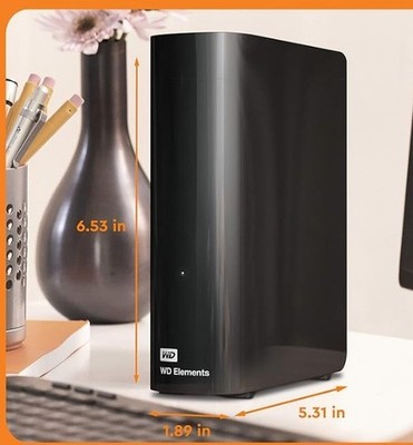 Western Digital 8TB Elements Desktop External Hard Drive, USB 3.0 8TB, Black
