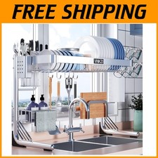 Over Sink Dish Drying Rack, 2 Tier Full Stainless