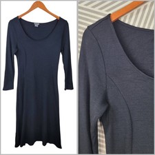 Ann Taylor Wool Blend Sweater Dress Size 6 Fit Flare Black Lightweight Knee Leng