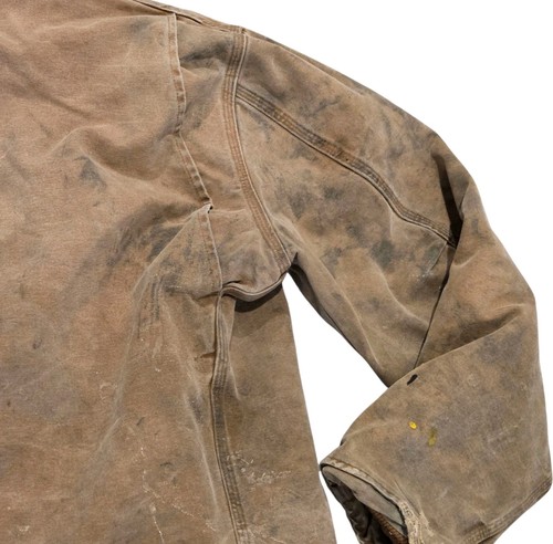 Carhartt J141 Sierra Jacket Hooded Sherpa Lined Canvas Tan Distressed XLT *READ* - Picture 13 of 19