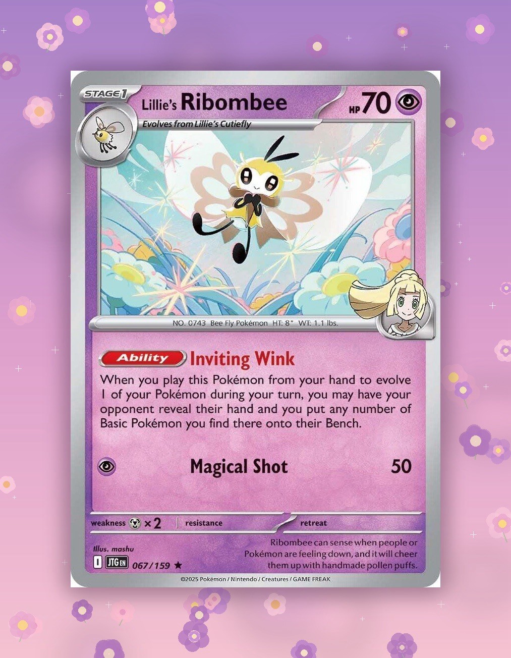 Lillie's Ribombee 67/159 Holographic Pokemon card