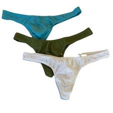 Thong G-String Men 3 Pack Blue Green White NWT Medium