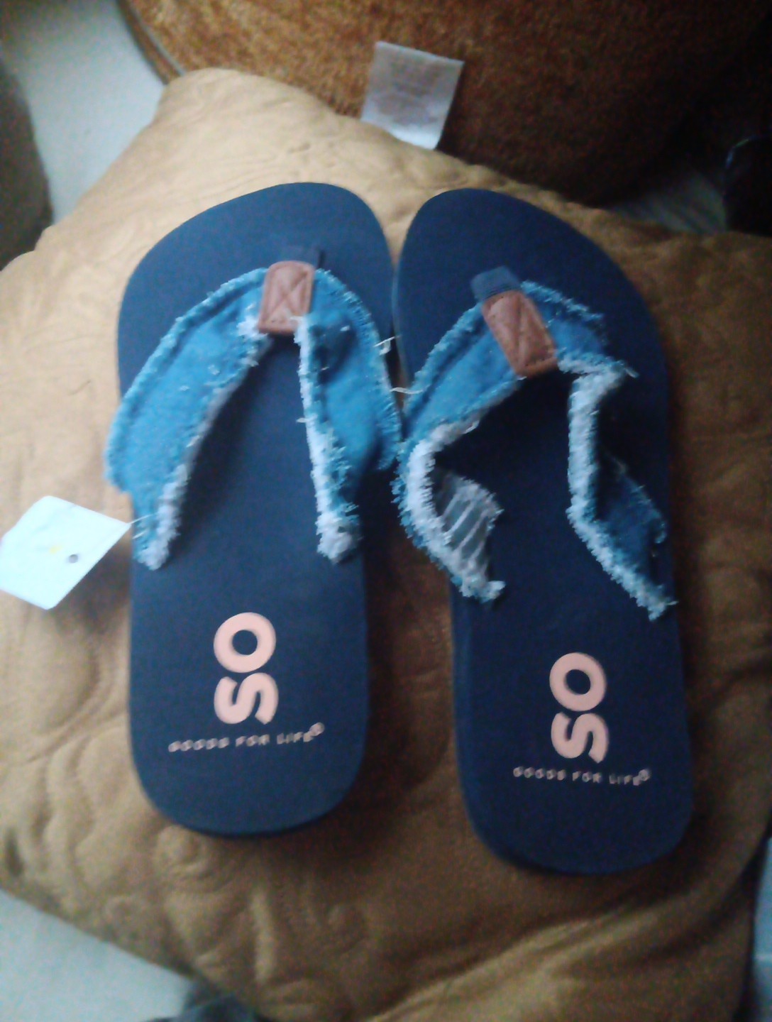 SO Women’s  Sandals Jean Thong Blue Casual Denim Size 7