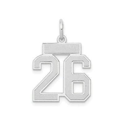 14k Weißgold Zahl 26 Anhänger Charm Block Schrift Sportschmuck