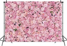 7X5Ft Pink Rose Wall Background Pink Flowers Backdrops Spring Tea Party Backdrop