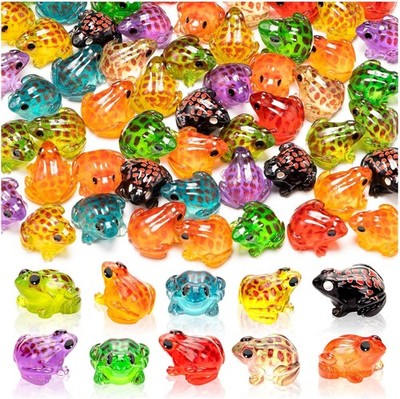 60PCS Luminous Mini Resin Frog Miniature Frog Figurines 10 Colors Tiny Frogs Glo