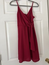 Express pink Solid Wrap Dress V-Neck Strappy Sleeveless Tie Short Size S