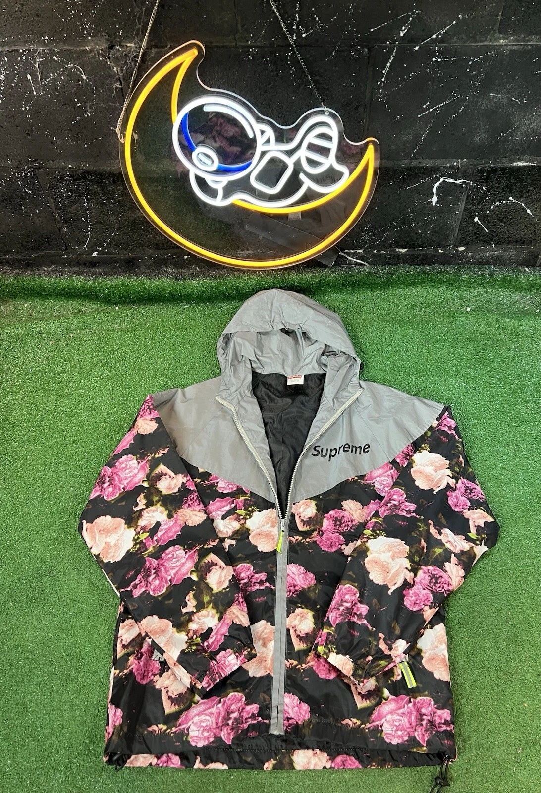 Giacca a vento Supreme impermeabile running floreale donna taglia media cotone