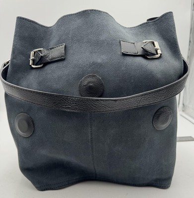 DENÉ Backpack Womens Medium Black Leather Suede Convertible Flap Shoulder Bag