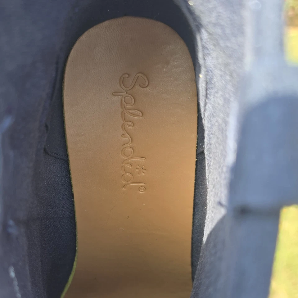 Botas de tornozelo femininas esplêndidas Erin 9 M azul marinho camurça 3" salto bloco confortável - Imagem 4 de 4