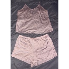 Stars Above Women's Light Pink Satin Tie-Back Cami Shorts Pajama Set Large