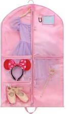 40" Dance Garment Bag for Kids   Hanging Waterproof Garment Bag with 5 Pink