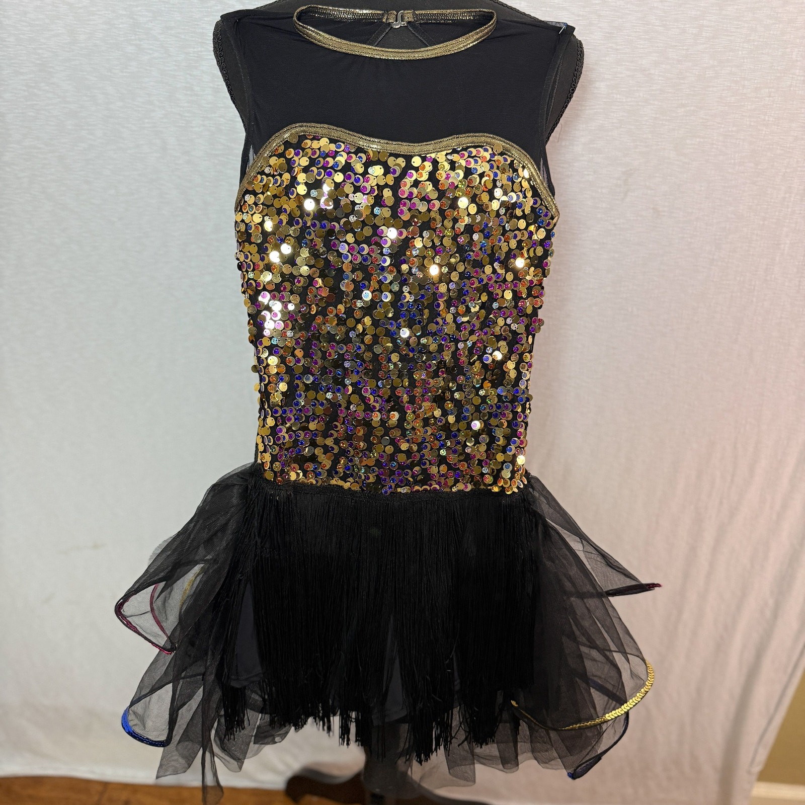 Weissman Black Multicolored Sequin Fringe Stage P… - image 1