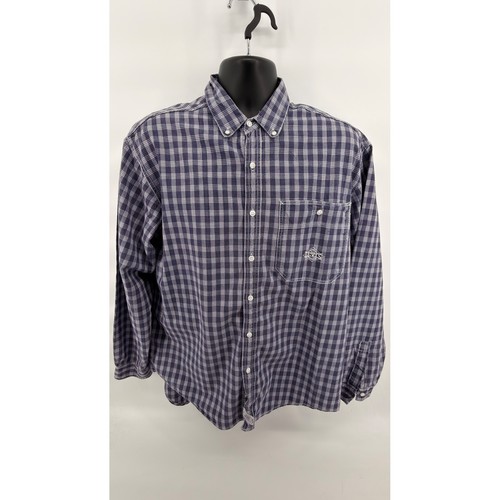 Levi's, VTG Levis Real Indigo Plaid Button Down Shirt Mens L 90s Grunge Gorpcore Blue