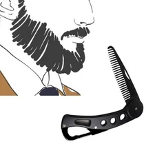 Stainless Steel Folding Beard and Mustache Comb for Men's Grooming -.....