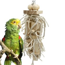 Bird Block Knots Tearing Toy- 17 inch Dye-Free Natural Wooden Parrot Chewing ...