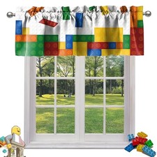 SUNWISHA Valance for Building Blocks Pattern 52x18 Inch Building Block Style-5