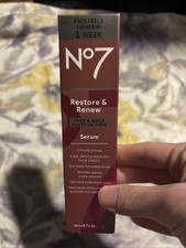  No7 Restore  Renew Multi Action Face  Neck Serum 1.69 Oz New in Box Exp. 2027