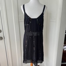 Vintage Marc Jacobs Little Black Slip Sequined Party Dress Size 8