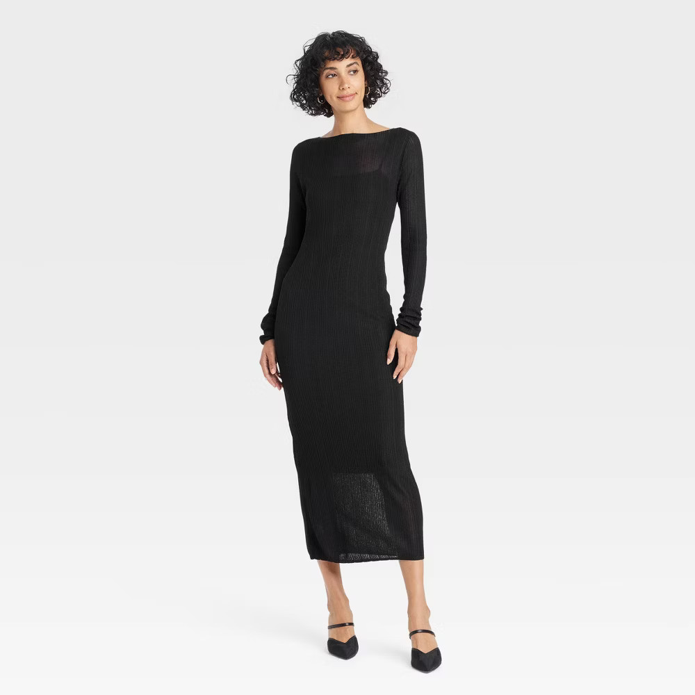 maxi black sweater dress New without Tags - Size: XL - Women's Long Sleeve Sheer Maxi Sweater Dress