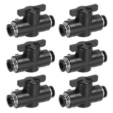 6 Pcs 10mm 2/5" Push to Connect Fittings Ball Valve, Black