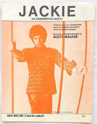 Scott Walker -Jackie (La Chanson De Jacky) 1967 Orig UK Sheet Music-Jacques Brel