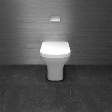 Back To Wall Toilet White Quick Release Soft Close Seat Modern Ceramic BTW Pan