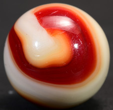 Akro Agate Corkscrew Marble Vintage American Ivory & Red Swirl 16.7mm 21/32''