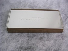 Vitg Kensington aluminum & wood art deco cigarette holder lift off lid 7 1/2 x 3