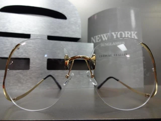 LENTES TRANSPARENTES ESTILO RETRO DE GRAN TAMAÑO VINTAGE AÑOS 70 GAFAS INVERTIDAS Marco Dorado Foto 4 de 4