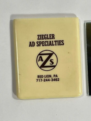 Red Lion, Pennsylvania Vintage Advertising Pocket Mirror & Rubber Case Ziegler