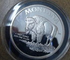 Montana Statehood Centennial Bison Proof Coin 1 Troy Oz .999 Fine Silver Round