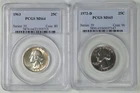 Pair of Washington Quarters - Silver 1963 MS64 PCGS 21293713 & Clad 1972-D MS65
