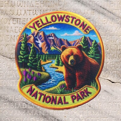 #ad #ad Yellowstone National Park Patch Iron on Applique Nature Grizzly Bear Decorative $22.95