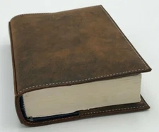 Distressed Leather Bible Book Cover Sleeve Pockets Handle Custom Case Amish Made