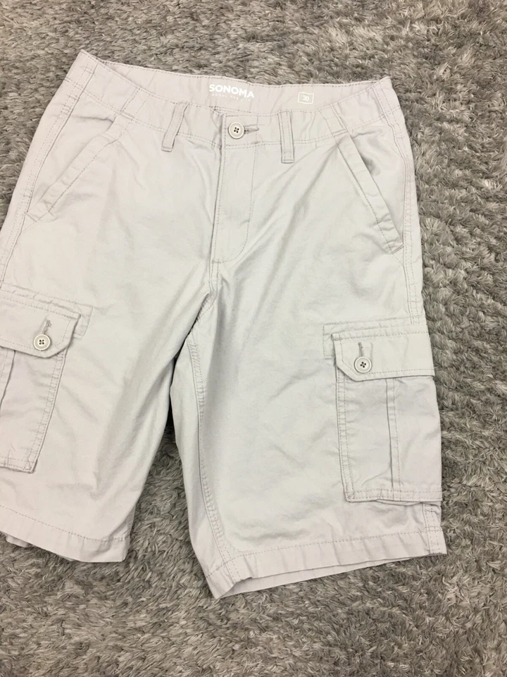 Pantalones Cortos Sonoma Caqui Para Hombre Talla 30 Gris 100% Algodón Foto 2 de 4