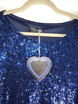 Club L London Women's Sequin Mini Dress Blue Large Size UK:26 US:22