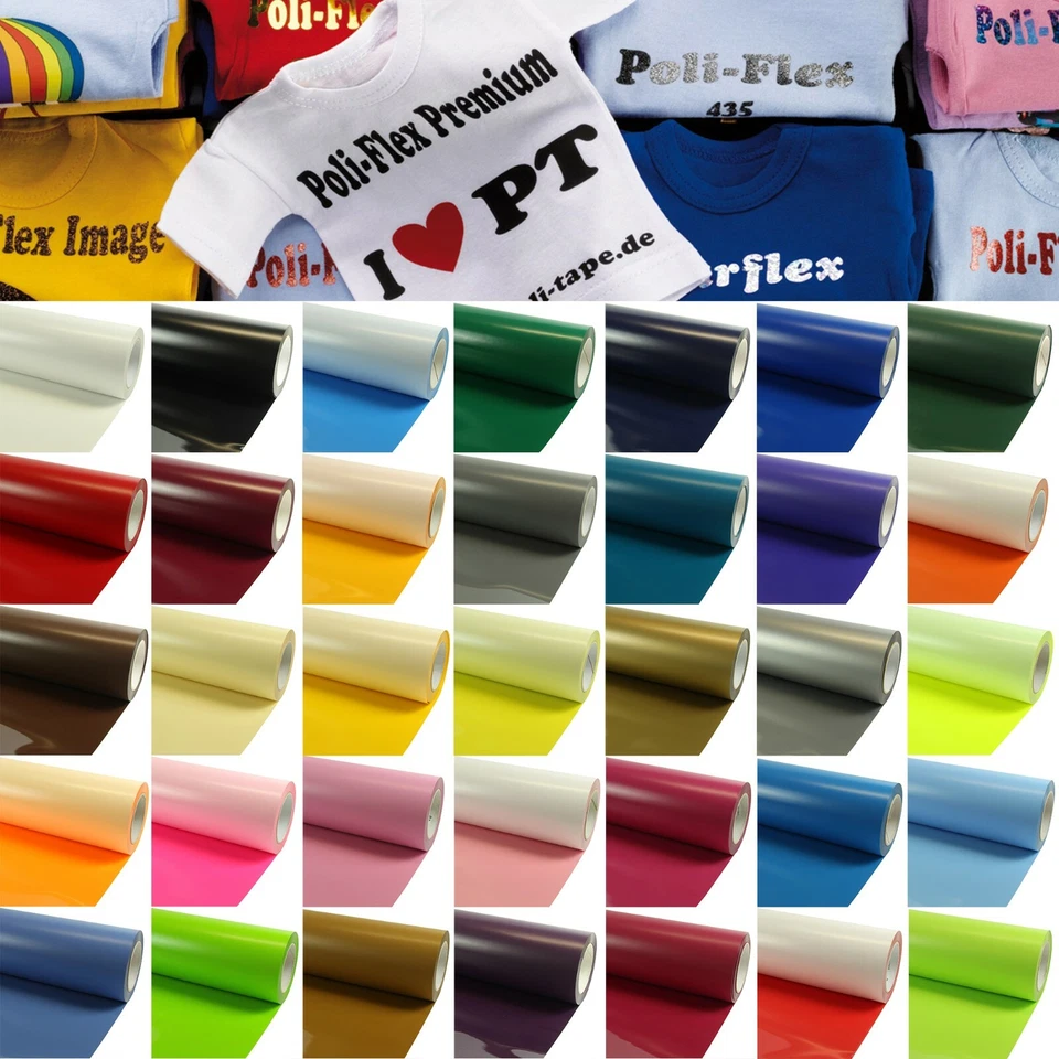 POLI TAPE Flexfolie 18€/m² Poli Flex Folie Textilfolie Bügelfolie Poli-Flex Premium Plott