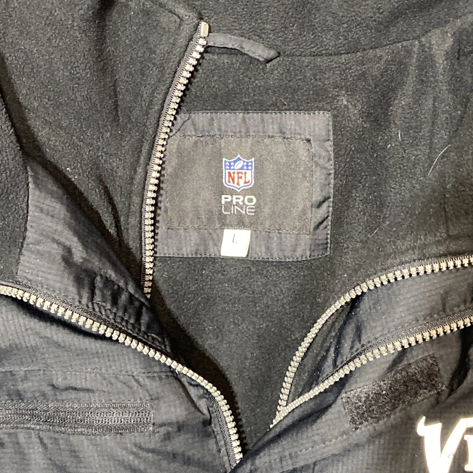 Jaqueta masculina NFL Pro Line Vikings lã forrada linha lateral grande preta  - Imagem 4 de 4