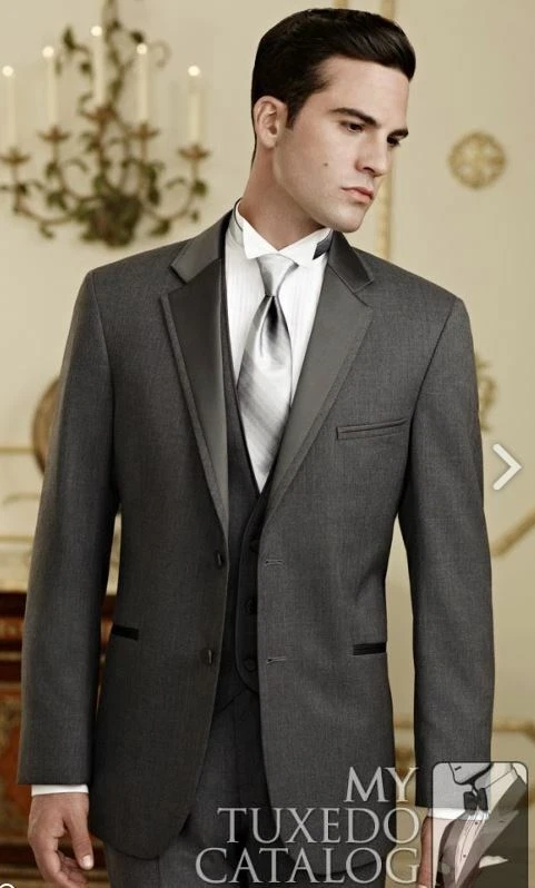 NUEVO Traje Esmoquin Jean Yves ACERO GRIS OSCURO CREPÚSCULO Muesca Carbón 2 Botones Gris Foto 3 de 3