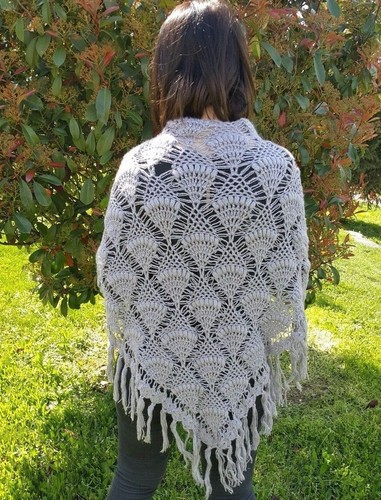 Crochet Shawl Wrap Knit Wedding Shrug Bridal Bolero Evening Shoulder Cover Up - Picture 4 of 10
