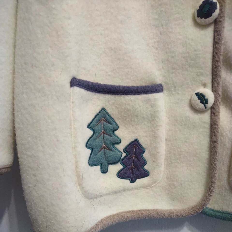 Chaqueta polar vintage Trees Deer abotonada Teddi botones bordados suaves Foto 2 de 4