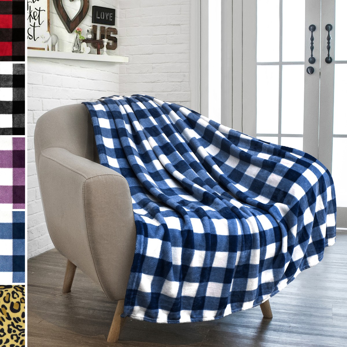 Plaid Blanket Soft Fleece Throw Buffalo Check Pattern Bedspread Sofa Couch  Bed