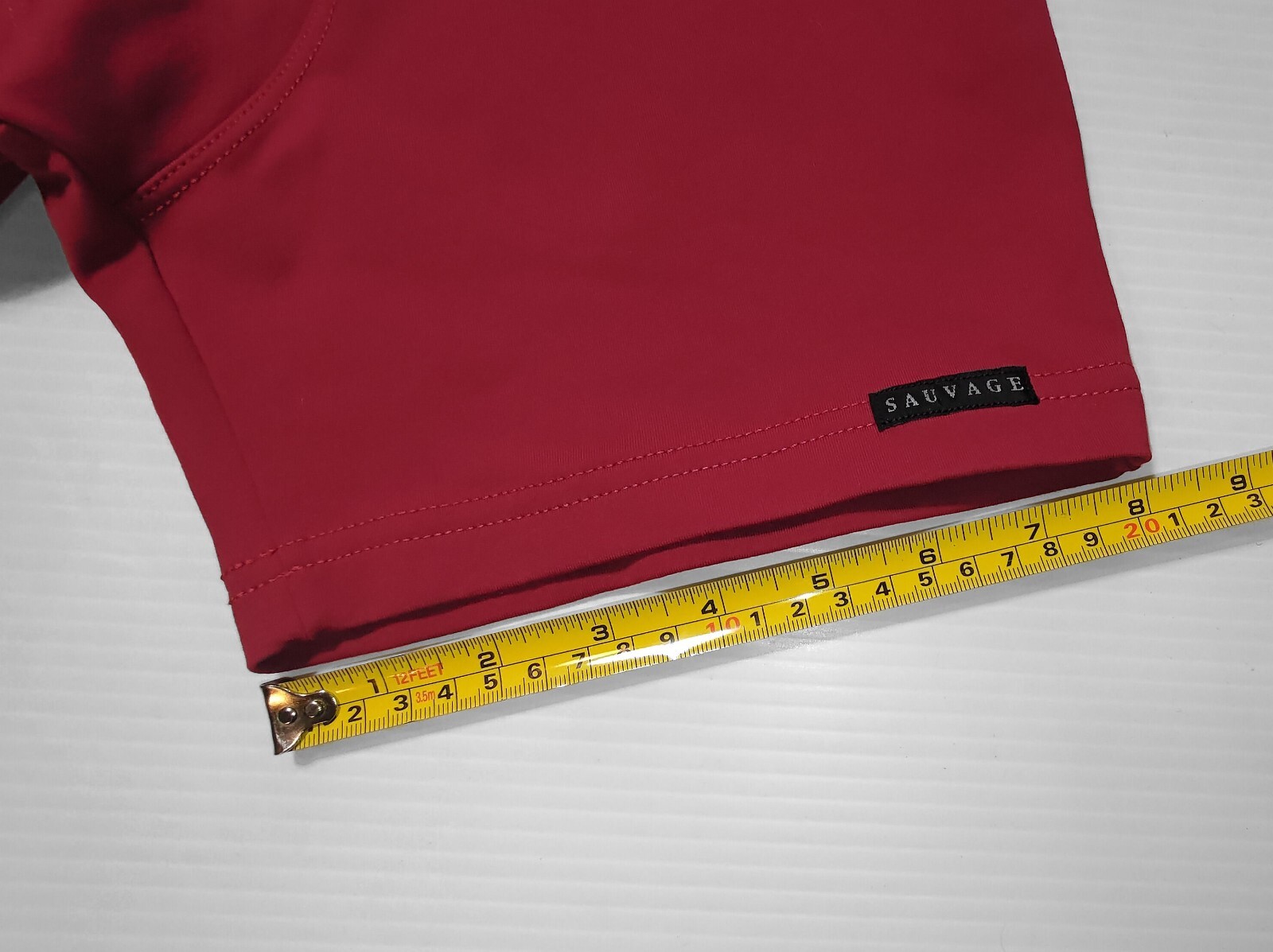 SAUVAGE TACTEL BANDED CONTOUR GYM/SWIM SHORT. MAROON. NWT. RARE🌈GAY RUFSKIN N2N