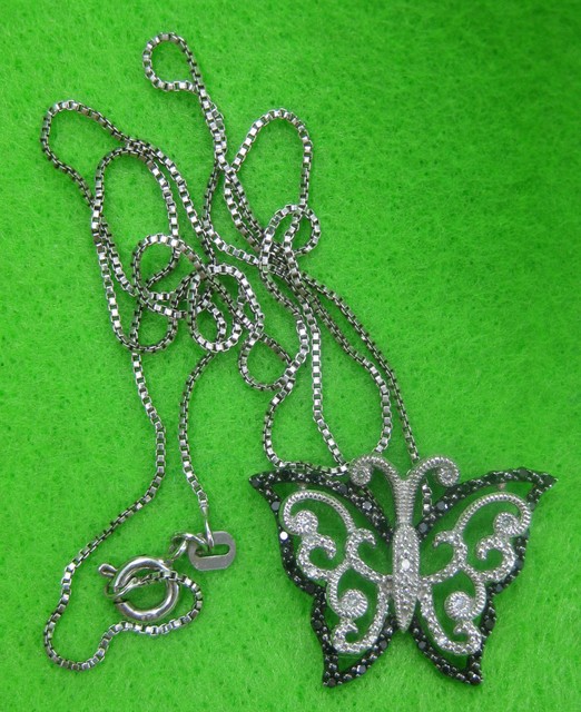 Kay Jeweler Artistry Black & White Diamond Sterling Silver Butterfly