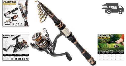 Fishing Rod and Reel Combos Carbon Fiber Telescopic Spinning Reel 12 +1 Bearings - Picture 2 of 8