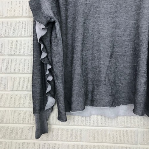 New Wildfox XSmall XS Gray Adri Ruffle Sleeve Soft Sweatshirt Pullover Lounge - Picture 8 of 10